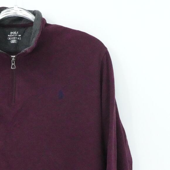 Polo Ralph Lauren Sweater Mens XL Burgundy Quarter Zip Embroidered Pony Preppy - Picture 5 of 15
